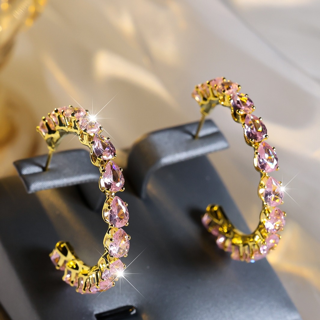 Teardrop-Shaped Full Stone Ultra Sparkle Ear Studs, Valentine's Gift
